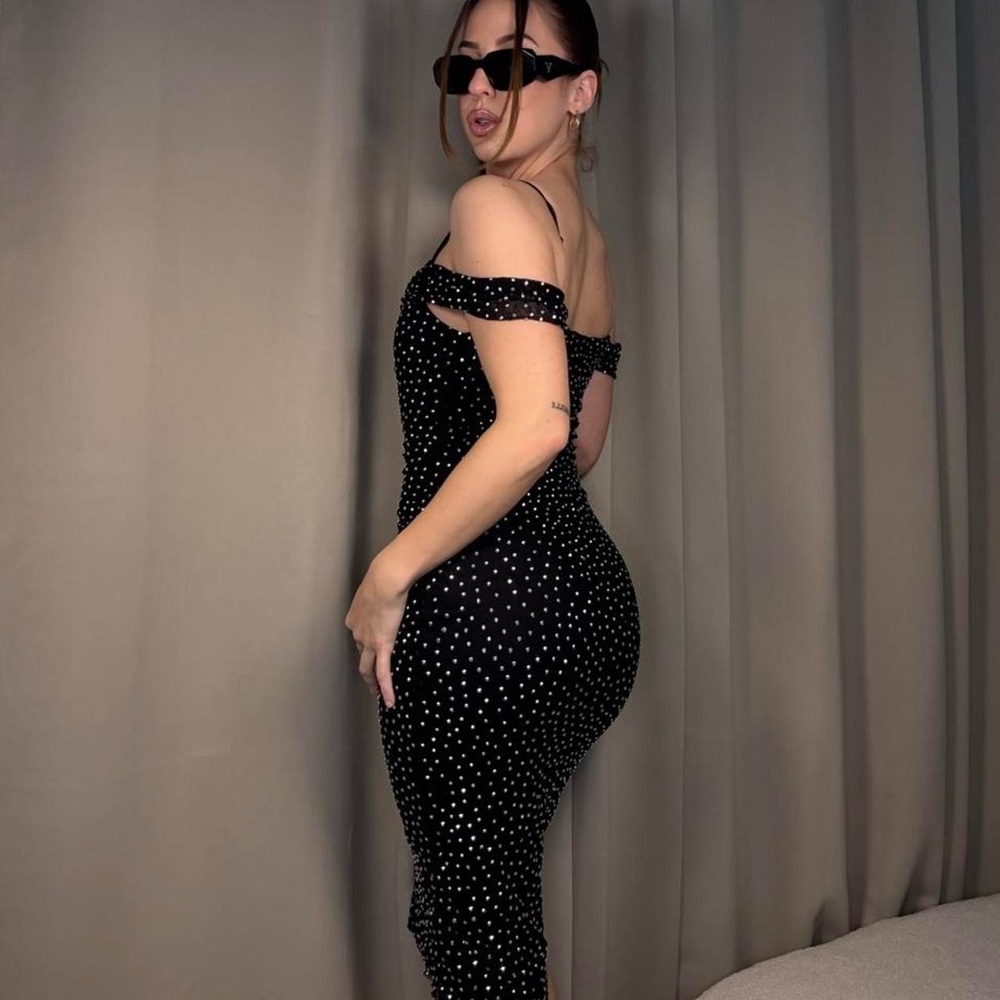 Honey and Rosie Elegant Black Mesh Bling Dress